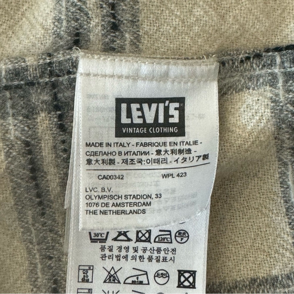 Rare LEVI'S Vintage Clothing Longhorn Shirt 100% Wool Made In Italy Plaid Small - Picture 14 of 16